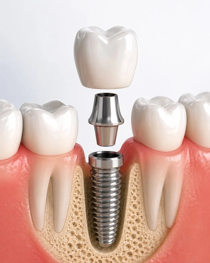 Close-up of dental implant model
